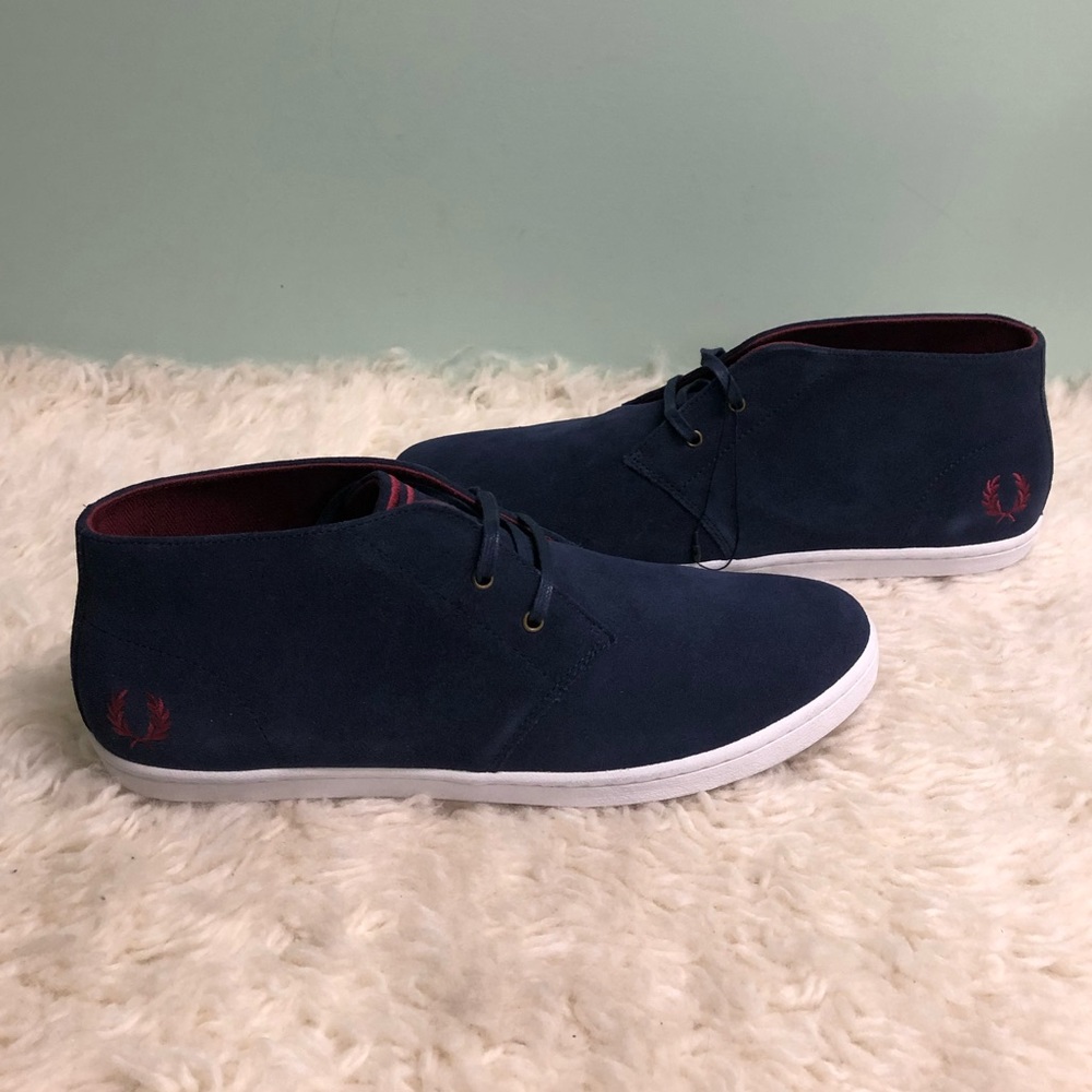 Fred Perry | Men’s Byron Mid Suede Shoes | Carbon Blue | Size 10